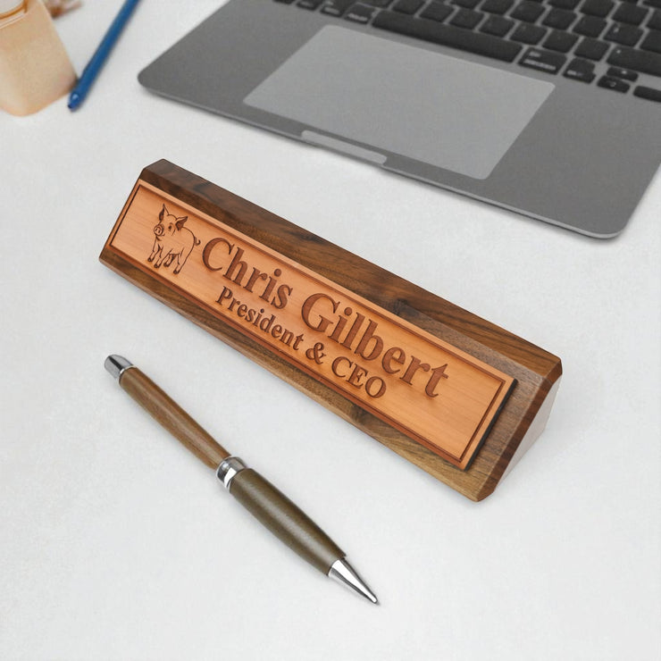 Desk Wedge Name Plate - PERSONALIZED - PIglet - 11 Inches
