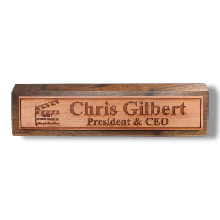Desk Wedge Name Plate - PERSONALIZED - Worlds most awesome film director - 11 Inches