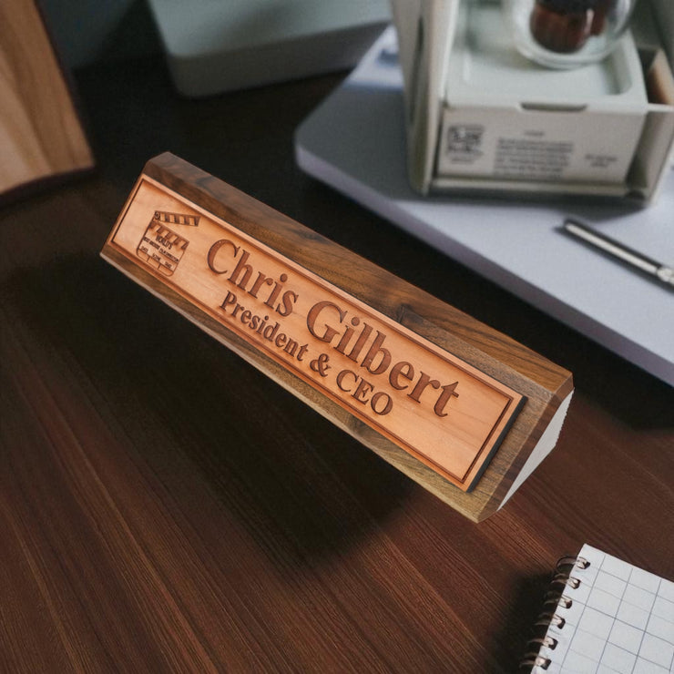 Desk Wedge Name Plate - PERSONALIZED - Worlds most awesome film director - 11 Inches