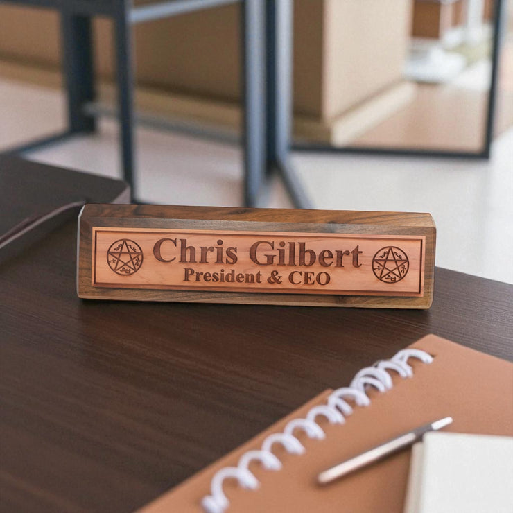 Desk Wedge Name Plate - PERSONALIZED - Demon Trap - 11 Inches