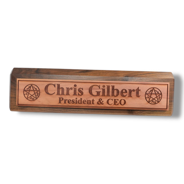 Desk Wedge Name Plate - PERSONALIZED - Demon Trap - 11 Inches