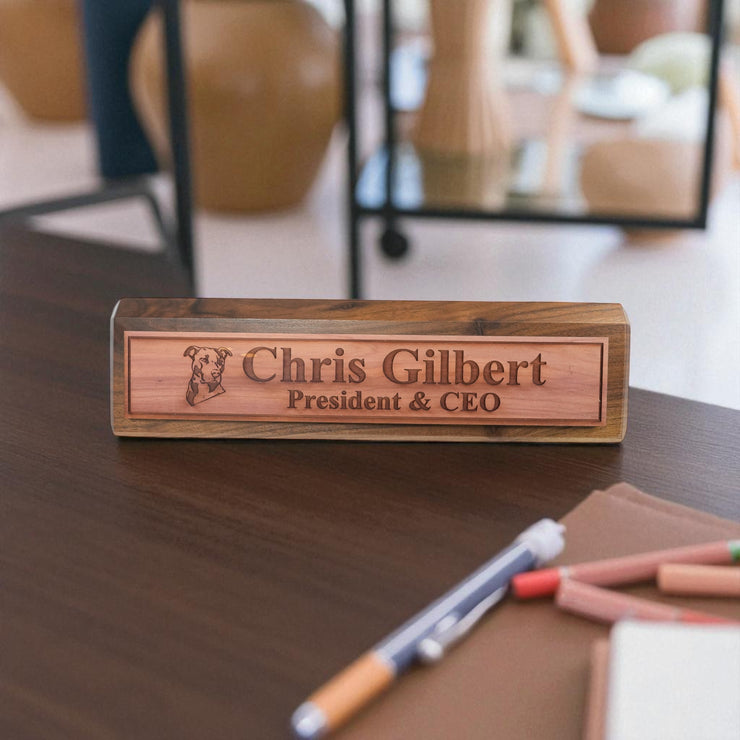 Desk Wedge Name Plate - PERSONALIZED - Pit Bull - 11 Inches