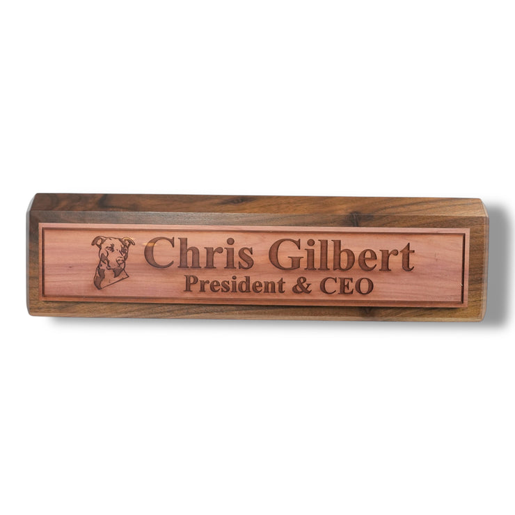 Desk Wedge Name Plate - PERSONALIZED - Pit Bull - 11 Inches