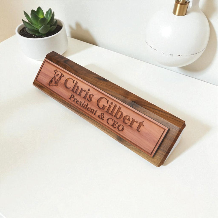 Desk Wedge Name Plate - PERSONALIZED - Pit Bull - 11 Inches