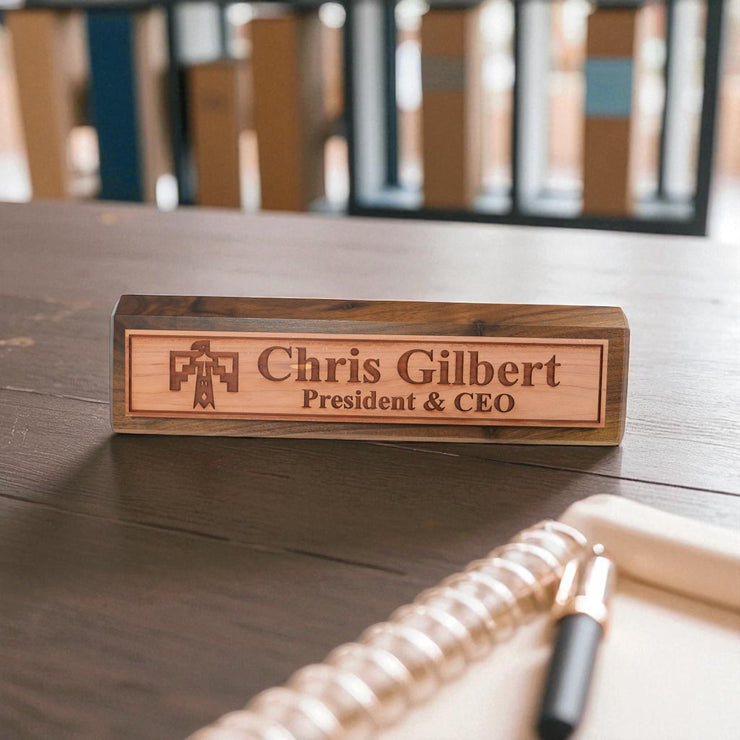 Desk Wedge Name Plate - PERSONALIZED - Thunderbird Native American - 11 Inches