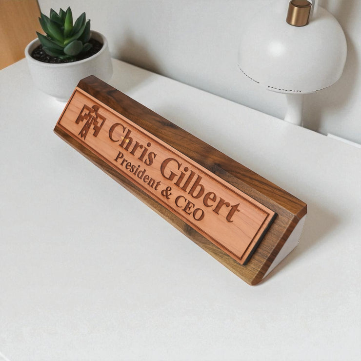 Desk Wedge Name Plate - PERSONALIZED - Thunderbird Native American - 11 Inches