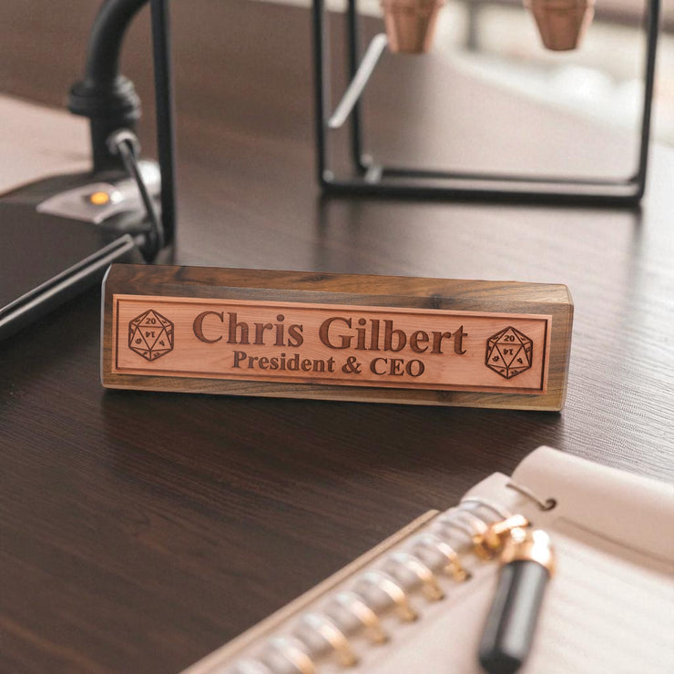 Desk Wedge Name Plate - PERSONALIZED - D20 - 11 Inches