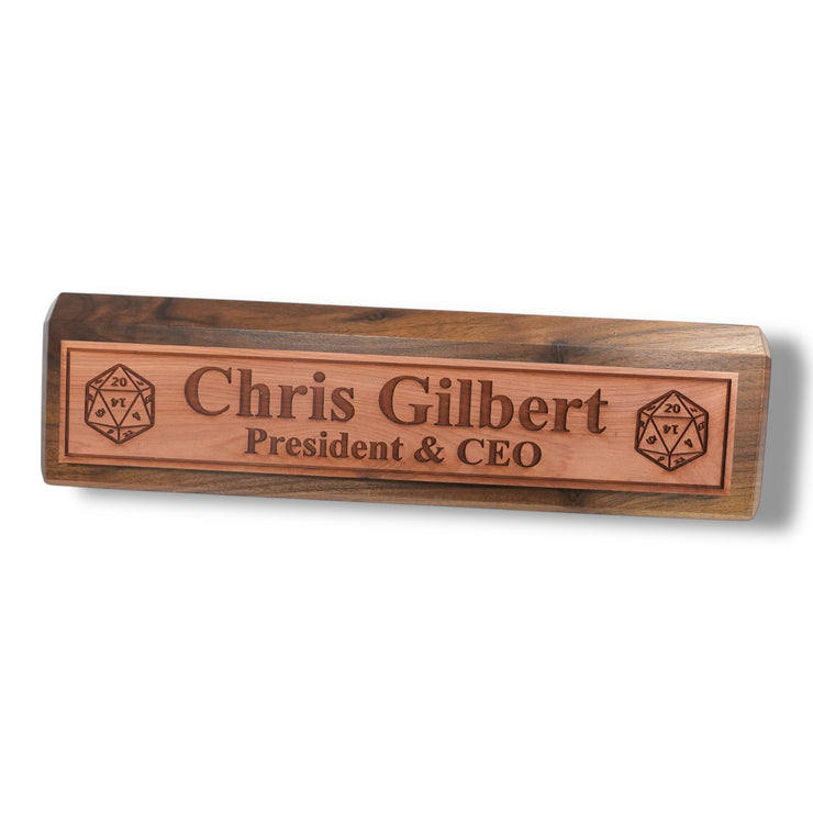 Desk Wedge Name Plate - PERSONALIZED - D20 - 11 Inches