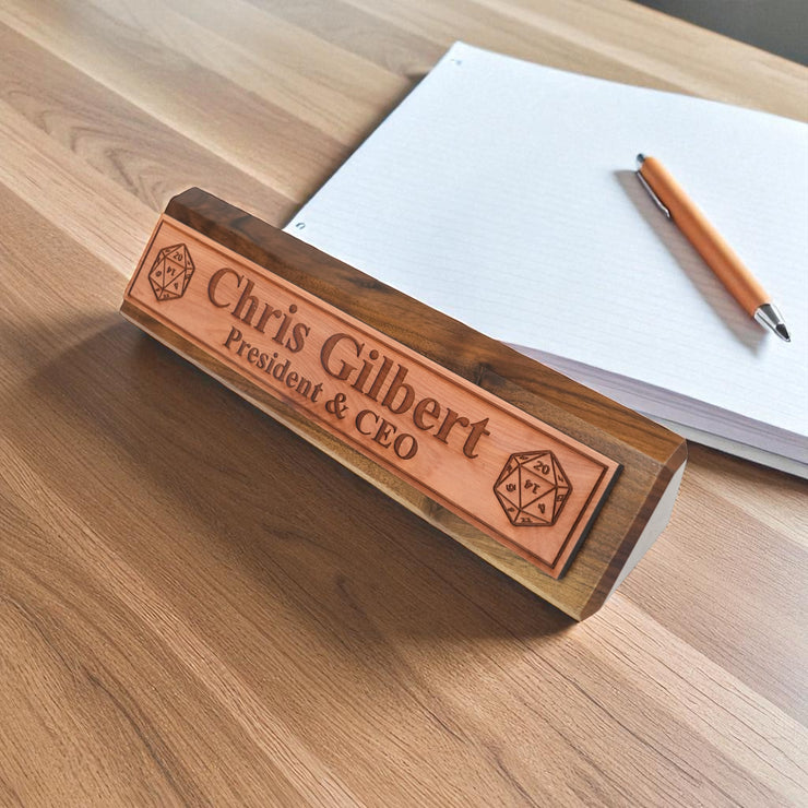 Desk Wedge Name Plate - PERSONALIZED - D20 - 11 Inches