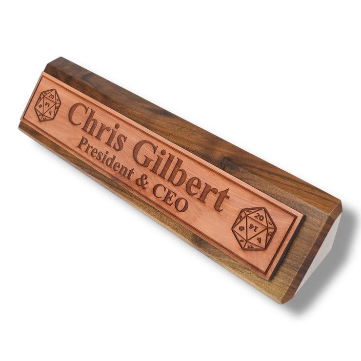 Desk Wedge Name Plate - PERSONALIZED - D20 - 11 Inches
