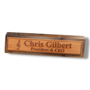 Desk Wedge Name Plate - PERSONALIZED - Treble Clef Music Note - 11 Inches