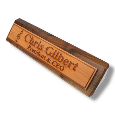 Desk Wedge Name Plate - PERSONALIZED - Treble Clef Music Note - 11 Inches