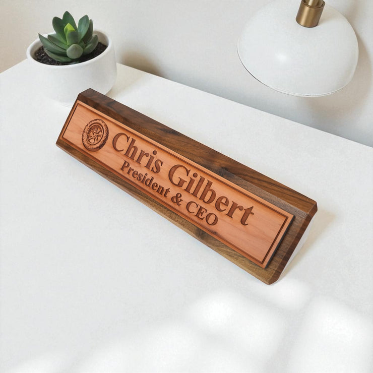 Desk Wedge Name Plate - PERSONALIZED - Wheel Tire - 11 Inches