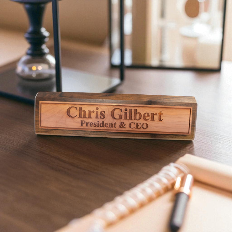 Desk Wedge Name Plate - Personalized Titles and Styles - 11 Inches