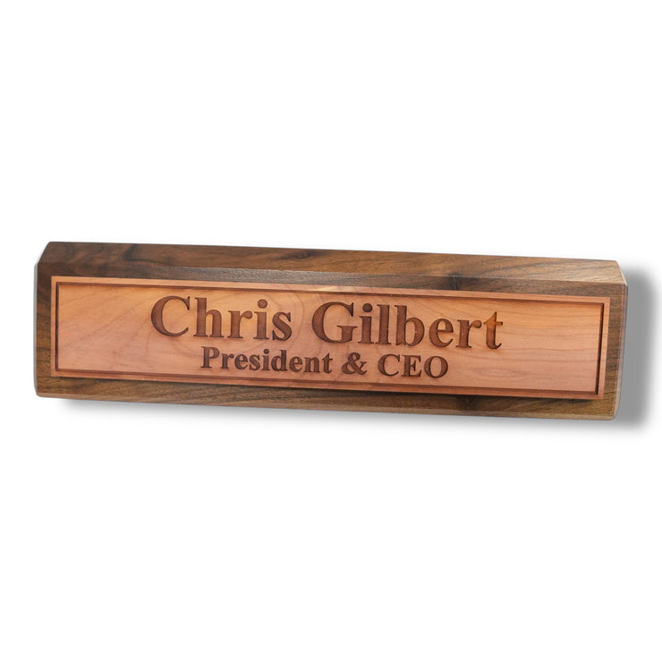 Desk Wedge Name Plate - Personalized Titles and Styles - 11 Inches