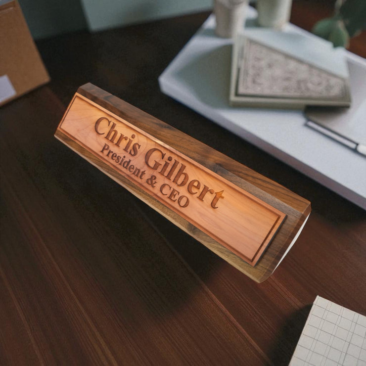 Desk Wedge Name Plate - Personalized Titles and Styles - 11 Inches