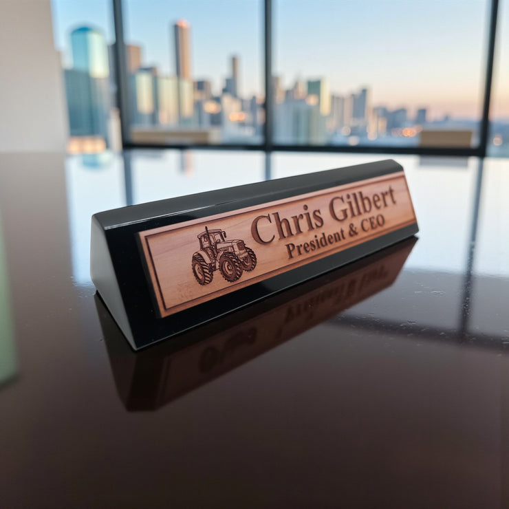 Desk Wedge Name Plate - PERSONALIZED - Tractor - 11 Inches