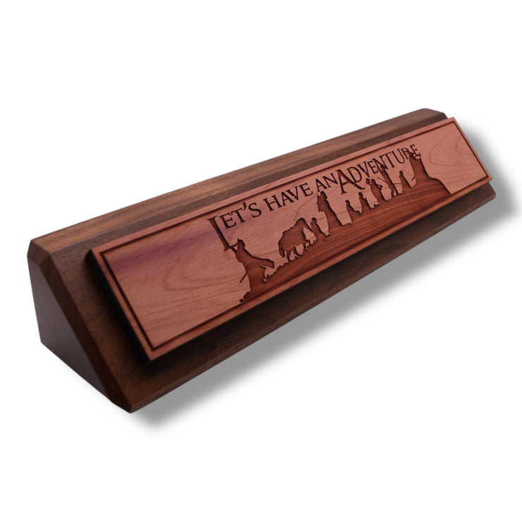 Desk Wedge Name Plate - Lets have an adventure - 11 Inches