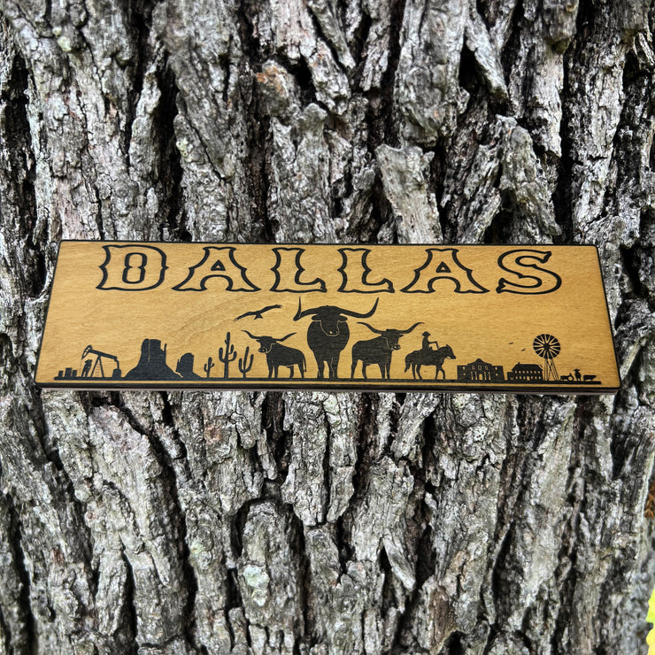 Dallas Plaque with Landscape BLACK Sign 3x11