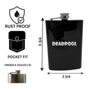 8OZ Deadpool Flask - BLACK, RED, STAINLESS, OR 6OZ LEATHER