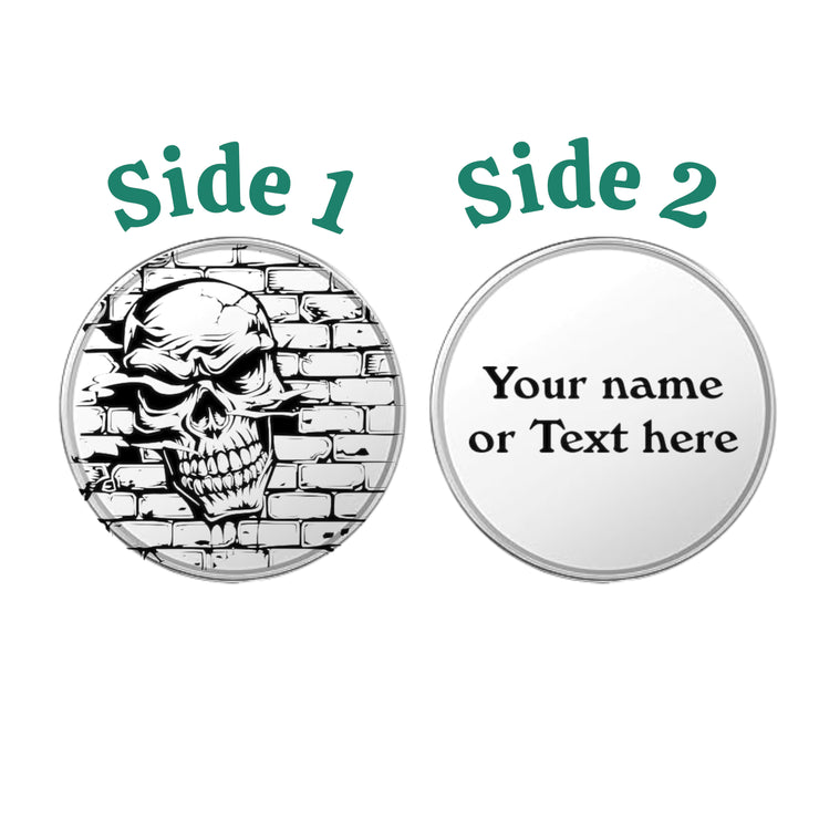 Challenge Coin - PERSONALIZED - CUSTOM - Angry Skull through brick