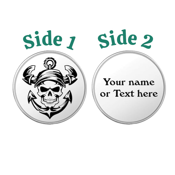 Challenge Coin - PERSONALIZED - CUSTOM - Pirate Skull Anchor