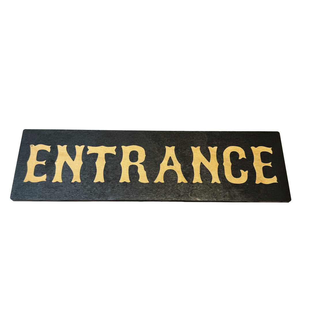 HipFlaskPlus Entrance black and natural wood sign