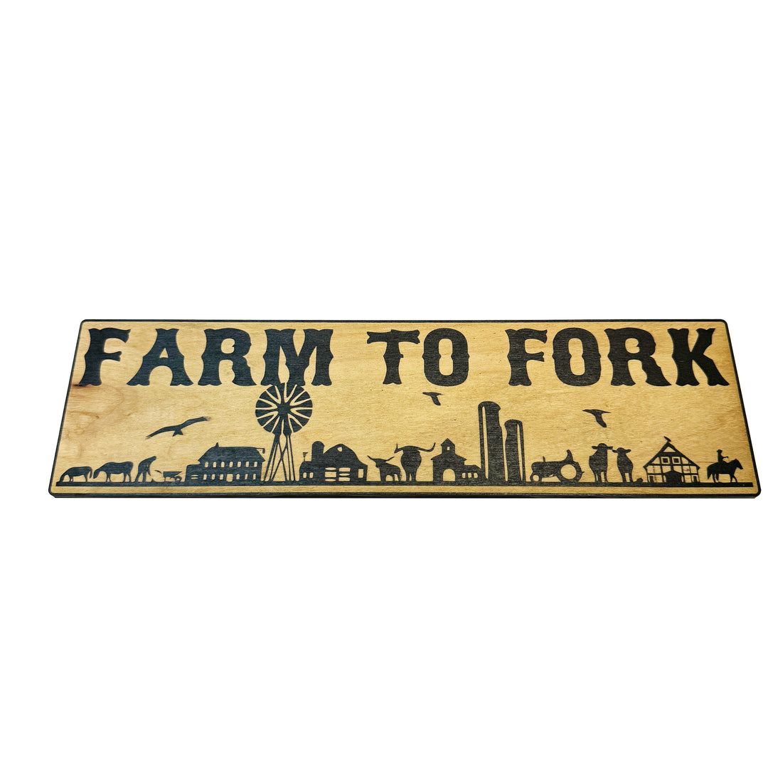 HipFlaskPlus Farm to Fork black and natural wood sign