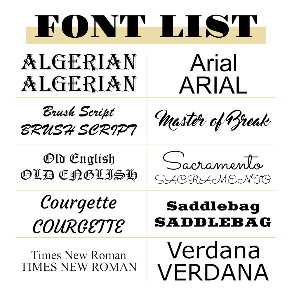 HipFlaskPlus engraving font options list