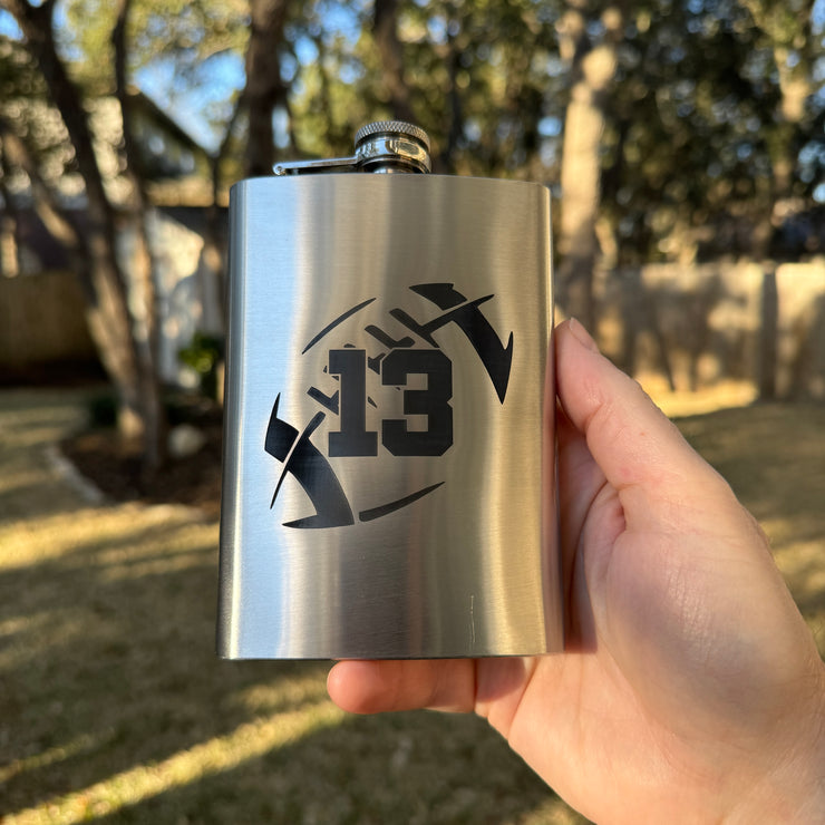 8oz Football 13 Flask Stainless Steel