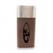 Cigar Case with Cutter - Palm Tree Surf Board - Leather