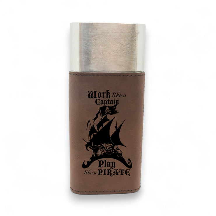 Cigar Case with Cutter - Work like a captain Play like a pirate Leather