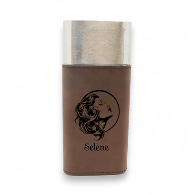 Cigar Case with Cutter - Selene Goddess of the Moon - Leather