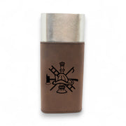 Cigar Case with Cutter - Firefighter Emblem - Leather