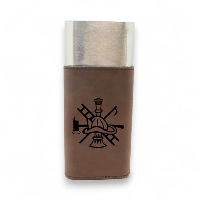 Cigar Case with Cutter - Firefighter Emblem - Leather