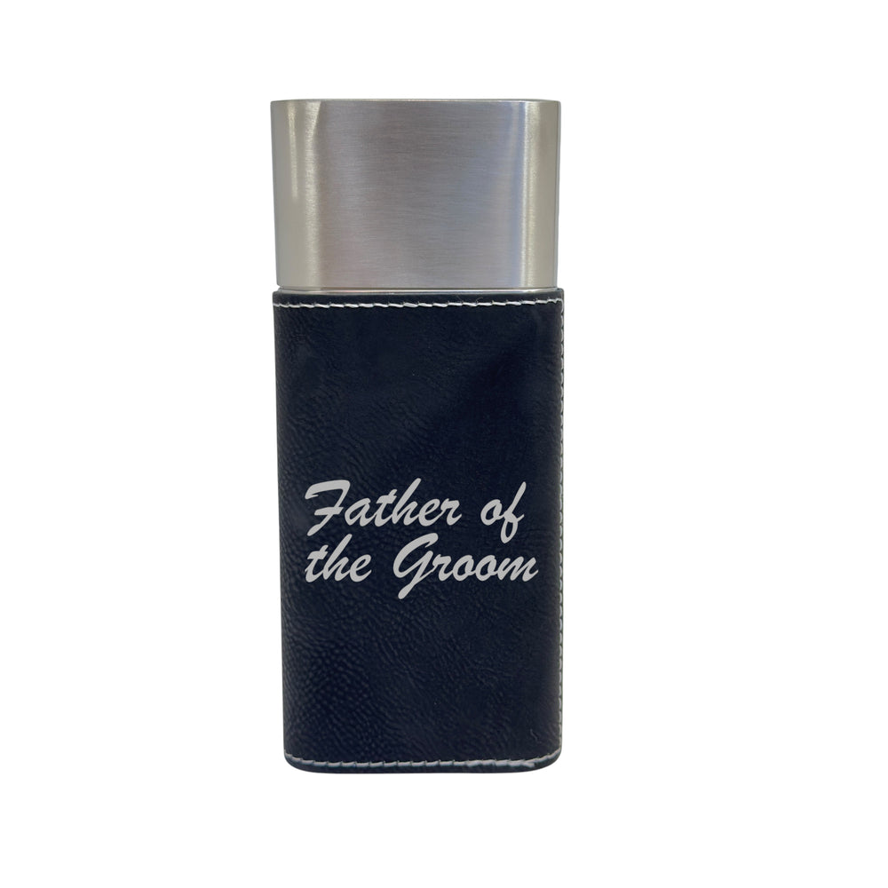 HipFlaskPlus black leatherette cigar case with cutter engraved with Father of the Groom