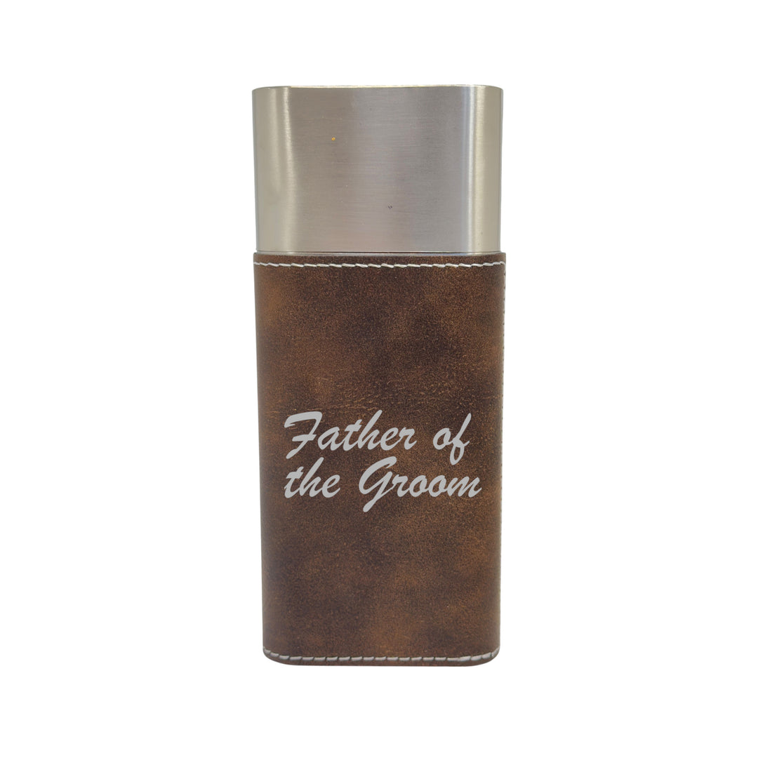 HipFlaskPlus brown leatherette cigar case with cutter engraved with Father of the Groom
