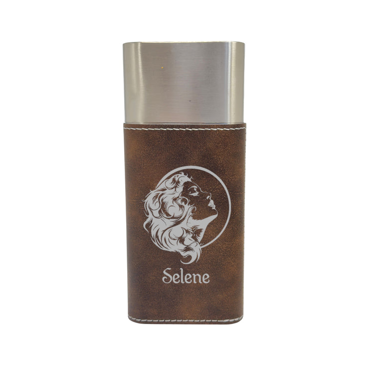 Cigar Case with Cutter - Selene Goddess of the Moon - Leather