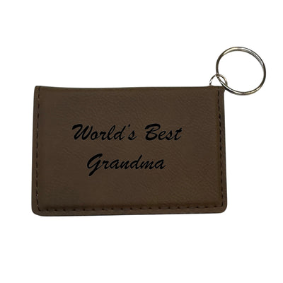 Keychain ID Holder Wallet - Worlds Best Grandma - Leather