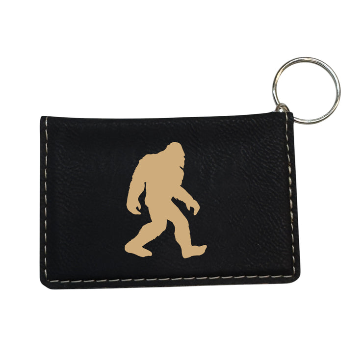 Keychain ID Holder Wallet - Bigfoot Sasquatch - Leather
