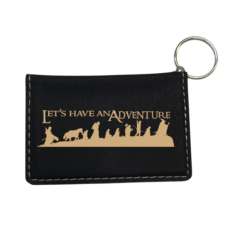 Keychain ID Holder Wallet - Lets Have an Adventure - Leather