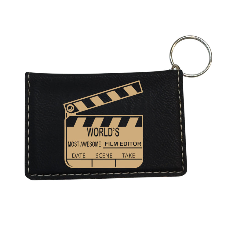 Keychain ID Holder Wallet - Worlds most awesome Film Editor - Leather