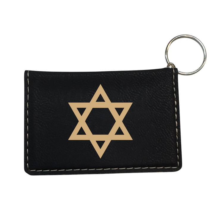 Keychain ID Holder Wallet - Star of David - Leather
