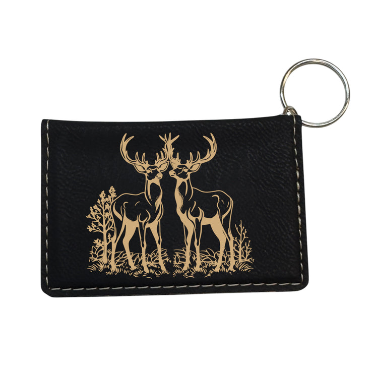 Keychain ID Holder Wallet - Deer of the Wild Leather