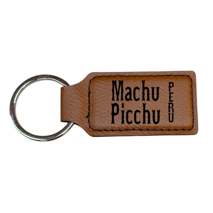Keychain - Rectangle - Machu Picchu - Leather