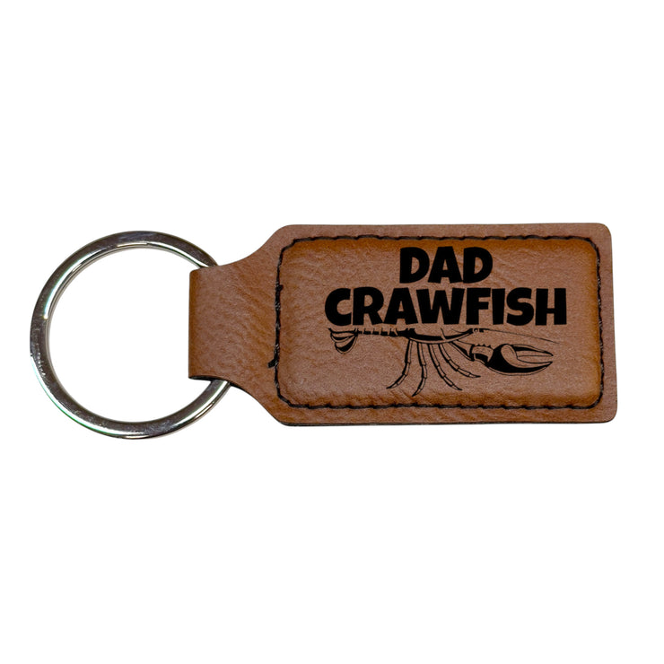 Keychain - Rectangle - Dad Crawfish - Leather