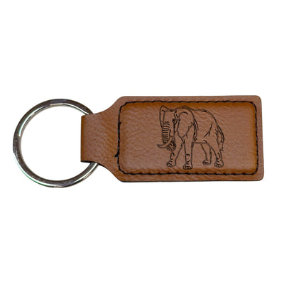 Keychain - Rectangle - Elephant - Leather