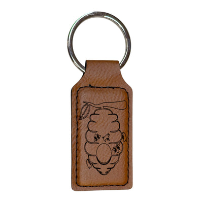 Keychain - Rectangle - Beehive - Leather