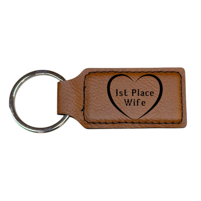 Keychain - Rectangle - 1ST Place Wife - Leather