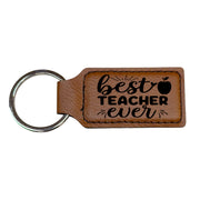 Keychain - Rectangle - Best Teacher Ever - Leather